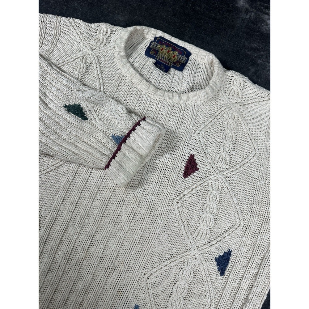 Vintage Chaps Ralph Lauren Linen‎ Blend Fisherman Sweater Cable Knit MENS XL